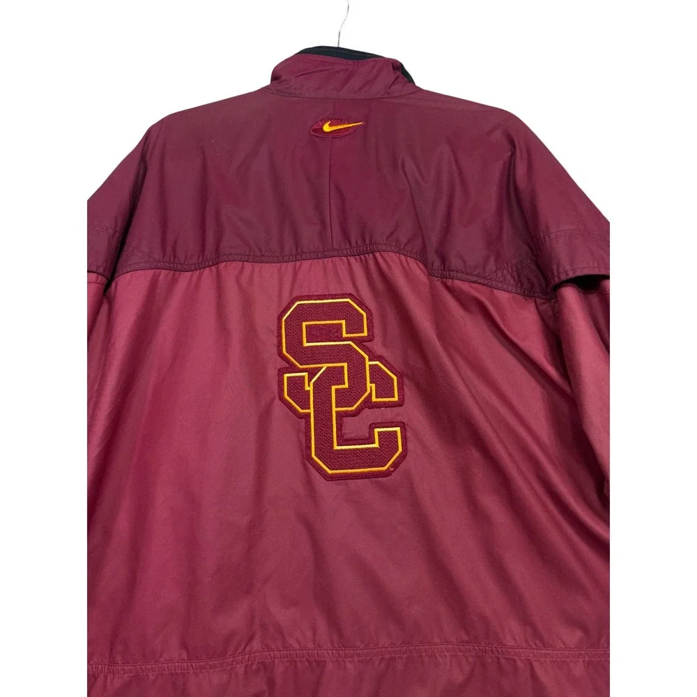 Vintage Nike Team Sports USC Trojans Jacket L Burgundy Gold Embroidered Y2K